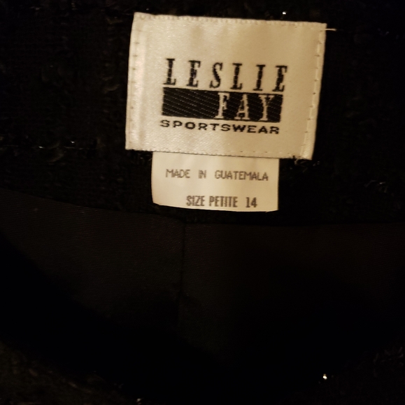 Leslie Fay black suit sz 14/12P - Picture 7 of 8